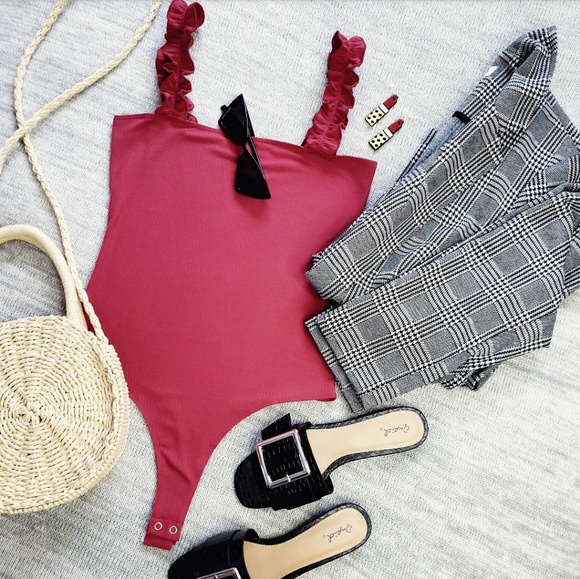 Tops - 🚨//All that Sass bodysuit// Berry ruffle bodysuit